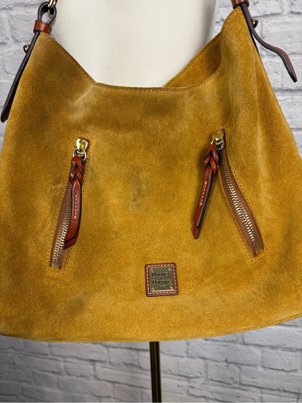 Dooney & Bourke - Mustard Suede Cooper Hobo Bag - Picture 3 of 12